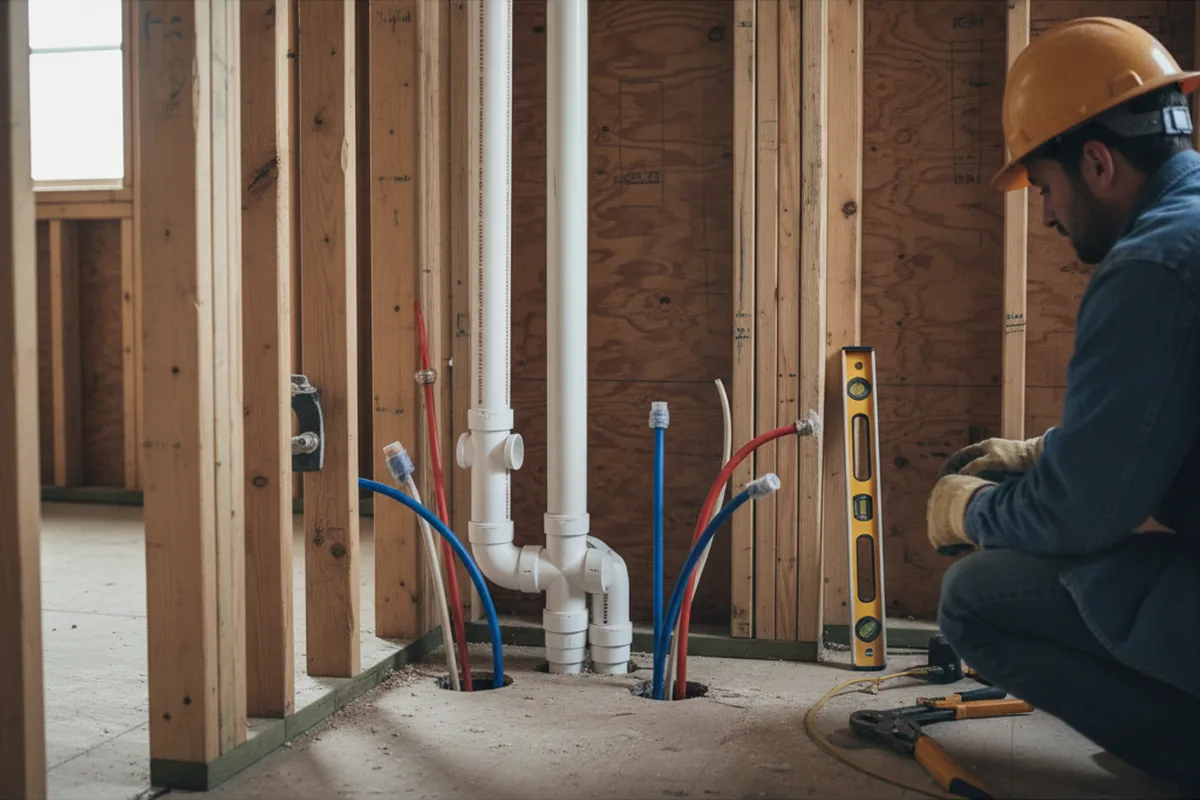 Drain and supply rough-in during Leak Detection in Vandalia