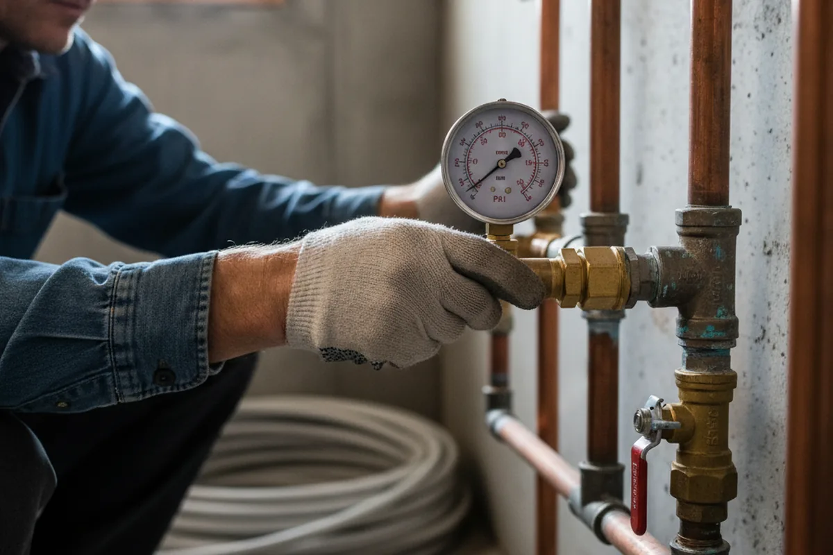 Pressure testing a repaired line during Water Line Repair in Vandalia